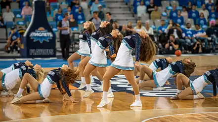 Cheerleaders performing during game