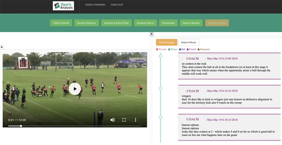 iSportsAnalysis - Performance analysis - Coaches Corner